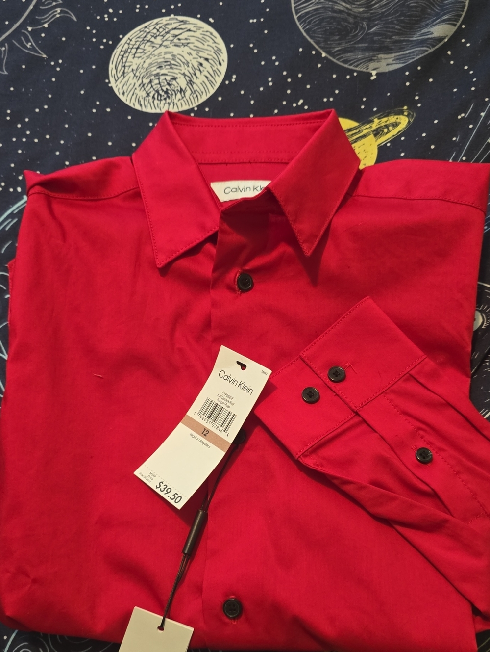 Calvin Klein Men's Red Button-Up Dress Shirt